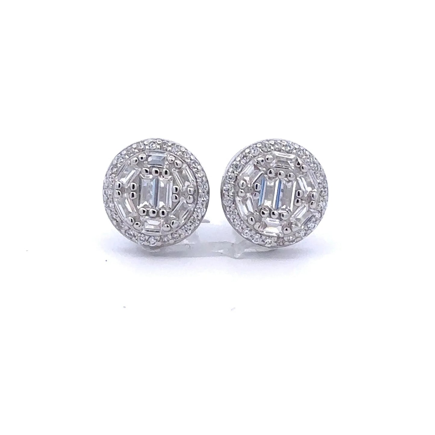 PANACIAR ST.SILVER RHODIUM ICED OUT EARRINGS