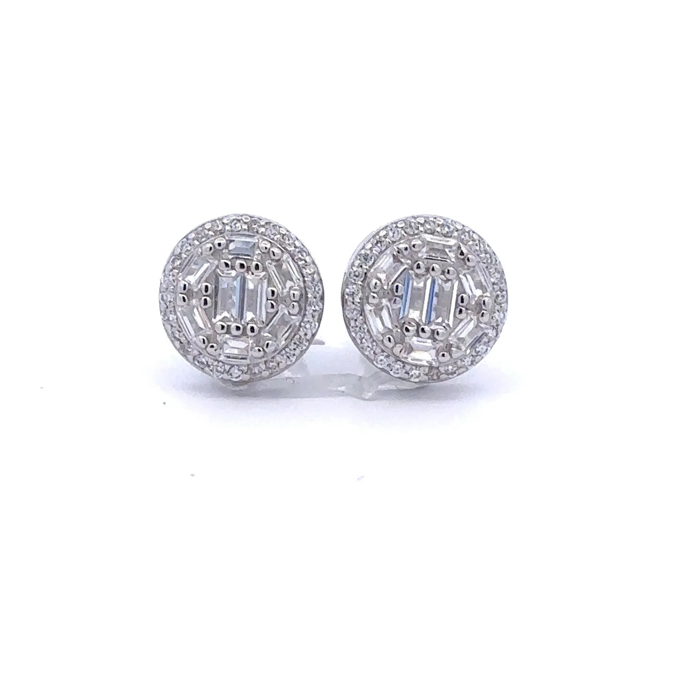PANACIAR ST.SILVER RHODIUM ICED OUT EARRINGS